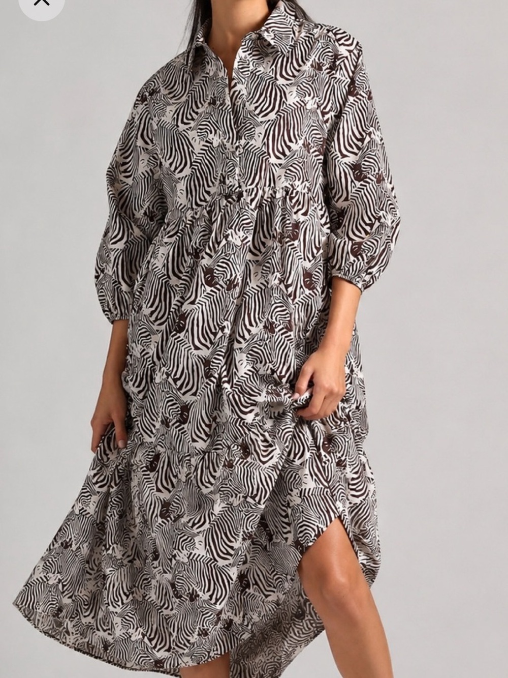 Anthropologie Mauve Bettina Tiered zebra print maxi dress Sz S